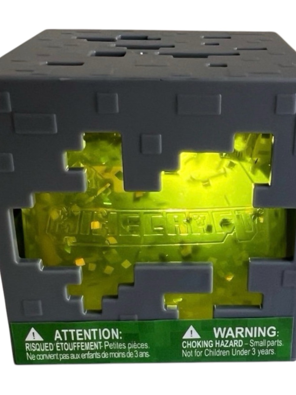 Minecraft Jelly Cubes Glow Toy - Gray Exterior with Neon Green Interior